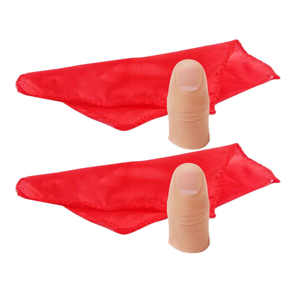 

2 Sets Simulation Finger Sleeve Scarf Scarfs Trick Fake Magician Prop Performance Gimmick Cloth Funny
