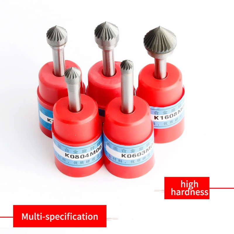 1pcs 90 Degree Tapered Alloy Grinding Head for Hard Metal Wood Carving Tungsten Steel Rotary Cutter K-type File Boring Tool