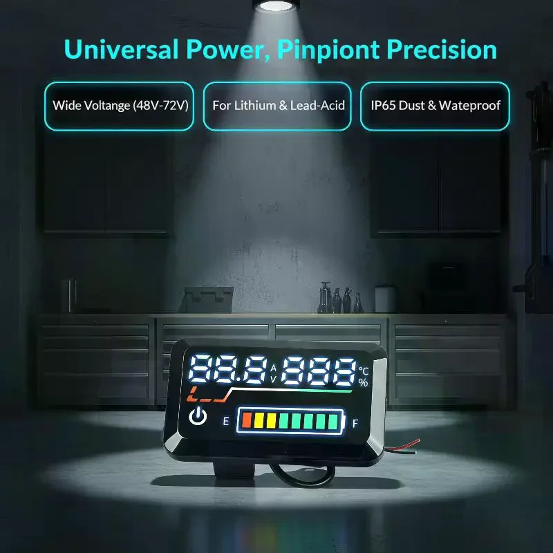 High Precision Digital Voltage Meter 48V-72V Battery Power Level Indicator for E-Rickshaw Golf Cart Use