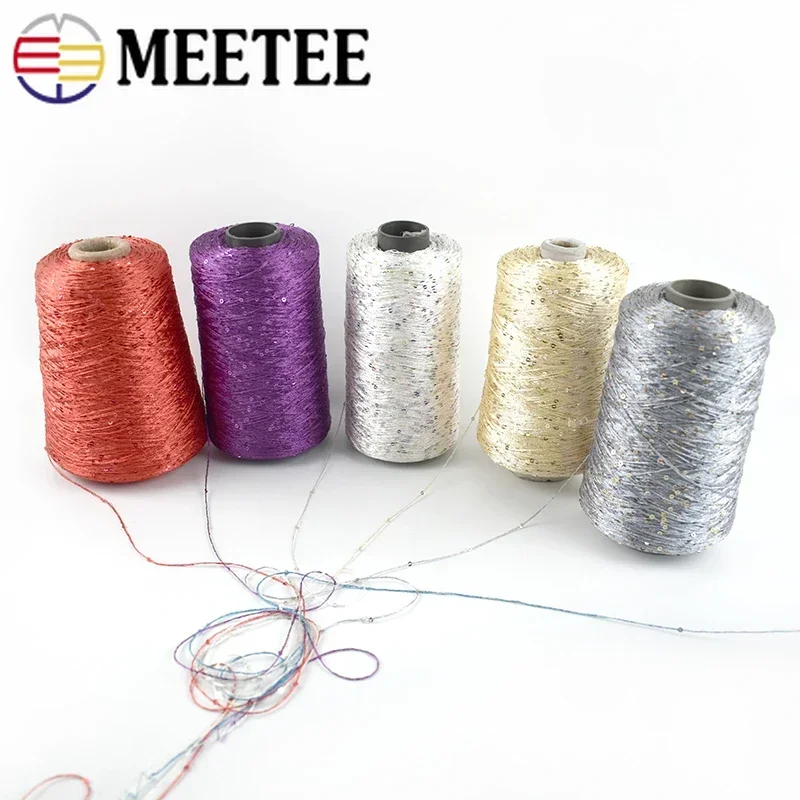 500g Meetee Multi Color Paillette Yarn Sequins Knitting Yarns Natural Silk Hand Needlework Crochet Thread Line Sweater Supplies