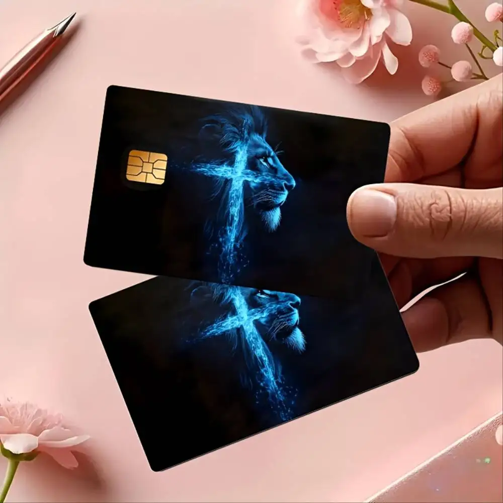 Blue Lion And Cross Credit Card Decal Bubble Free PVC Sticker For EBT Debit Transit Key Cards