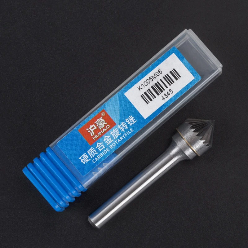 1 Pcs 90 Degree Carbide Rotary File Shank Diameter 6mm Tungsten Steel Alloy Milling Cutter Conical Metal Grinding Head K-Type