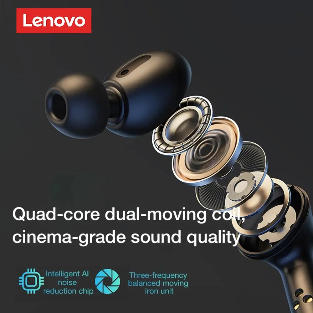 Lenovo-LP3 Pro fones de ouvido sem fio com display HIFI, fones de ouvido, fones de ouvido, fones de ouvido, música, TWS, Bluetooth 5.0, bateria 1200mAh