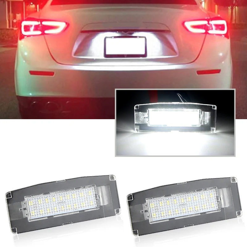 2PCS For Maserati Ghibli M157 2014 2015 16 17 18 19 20 LED License Number Plate Light Registration Number Lamp Canbus Error Free