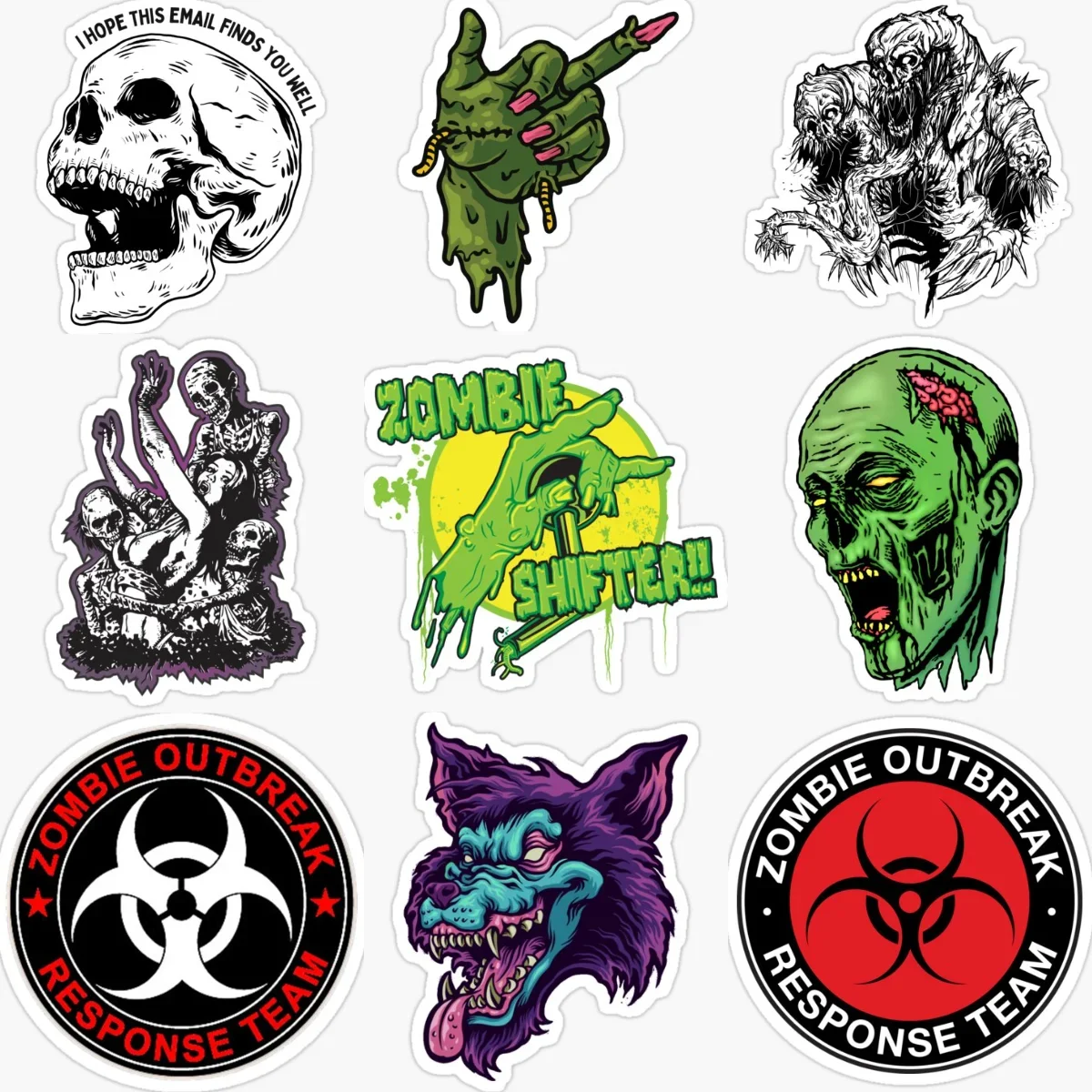 

Terrifying ZOMBIE Skull Creative Waterproof Car Sticker for Decorate Car Window Fridge Helmet Motorcycle Decal Accessories