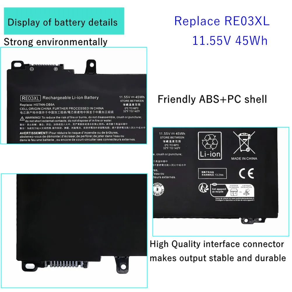 RE03XL Laptop Battery For HP ProBook 430 440 445 450 455 G6 G7 HSTNN-DB9A HSTNN-OB1C HSTNN-UB7R L32407-AC1 L32407-2B1 L32407-2C1
