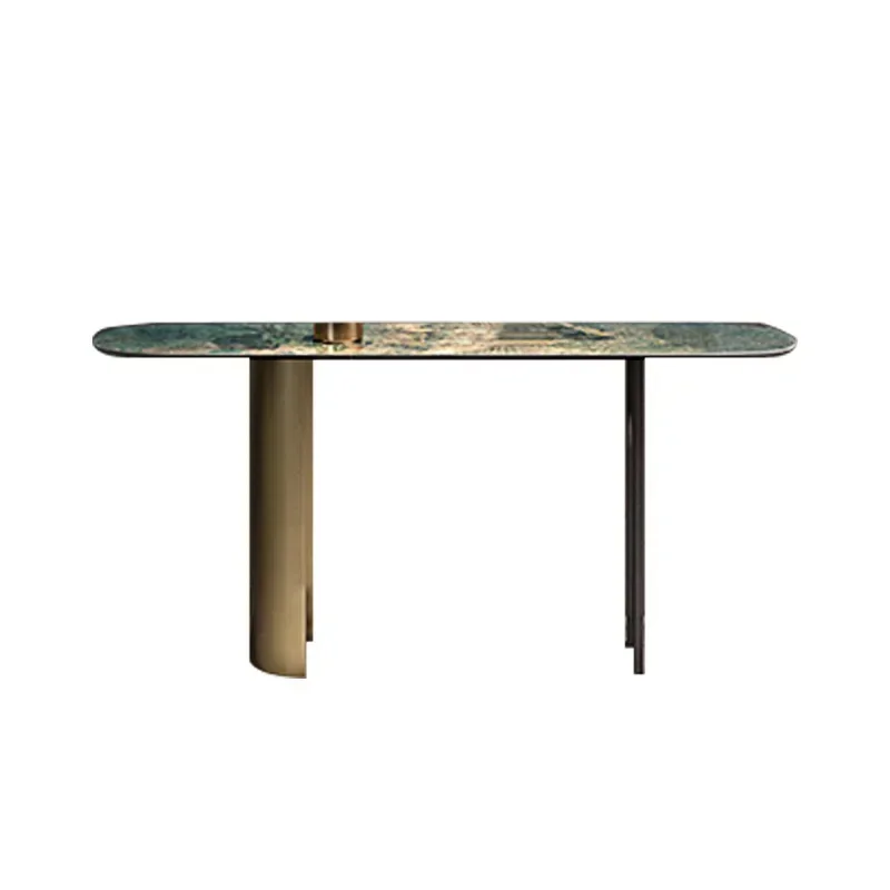 Italian light luxury entrance , modern simple villa, living room against the wall, end view table, Amazon green entrance table