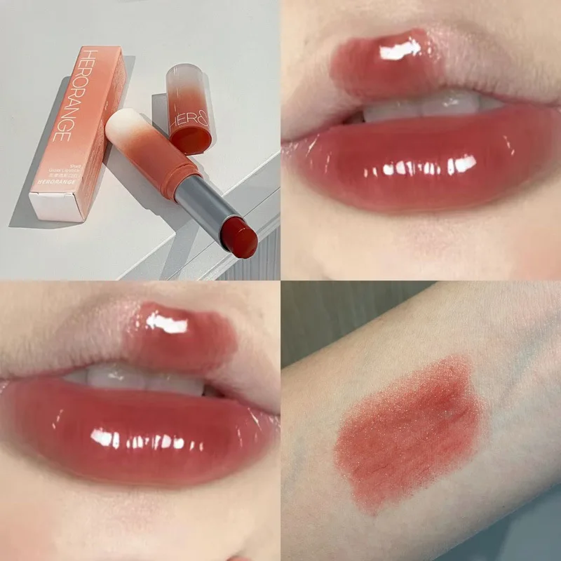 Feuchtigkeit spendender Gelee Lippenstift 6 Farben Spiegel Wasser Licht fester Lip gloss klares Glas rote Lippen glasur Tönung Make-up koreanische Kosmetik