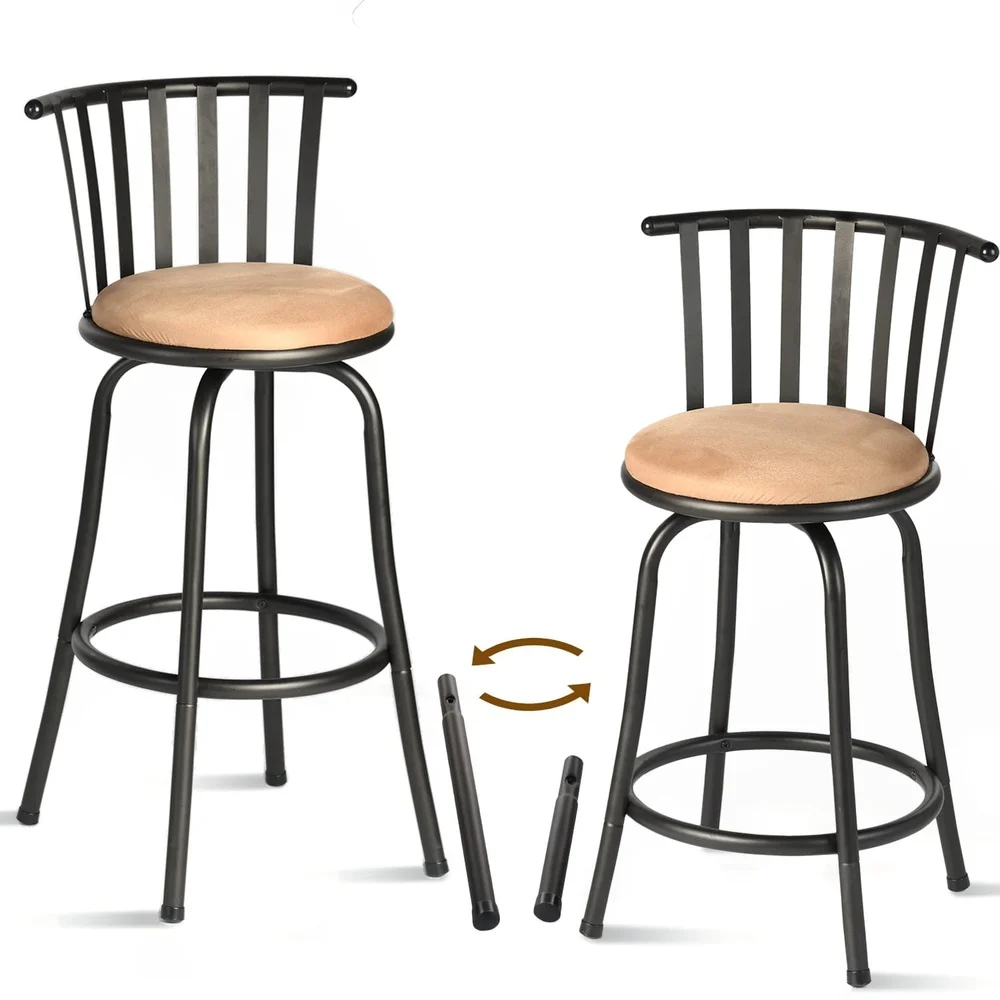 

Adjustable Swivel Bar Stools Set of 2 Counter Height Stools Modern Design Metal Frame Comfortable Cushioned Seat Indoor Outdoor