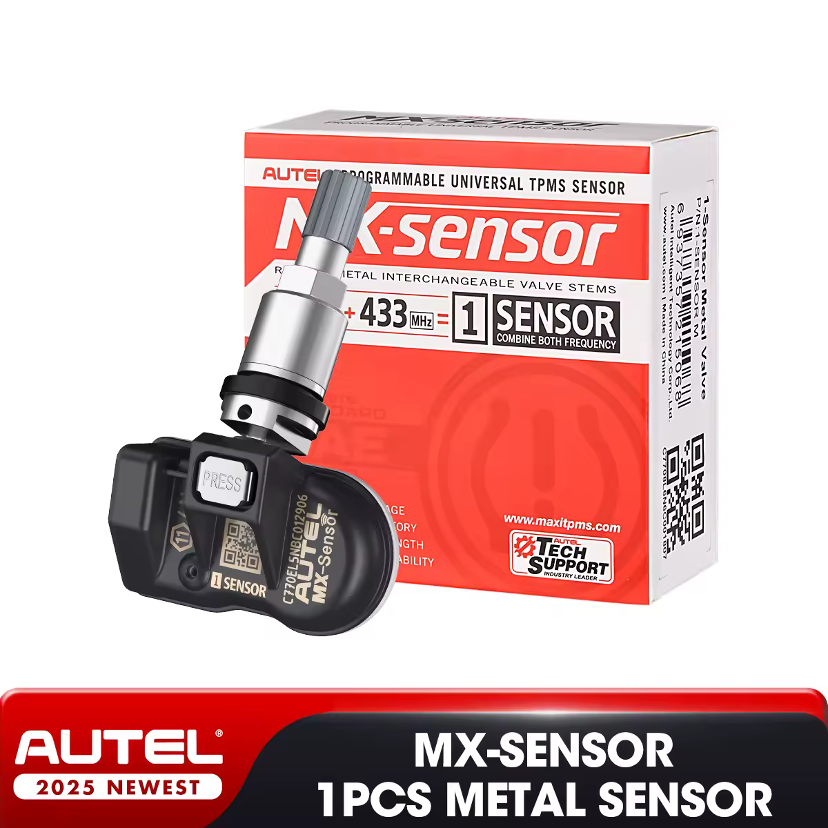 Sensor Autel MX 433MHZ + 315 MHZ 2 en 1Mx-Sensor TPMS herramienta de reparación de neumáticos accesorio automotriz para programador de almohadillas MaxiTPMS TS501 TS508