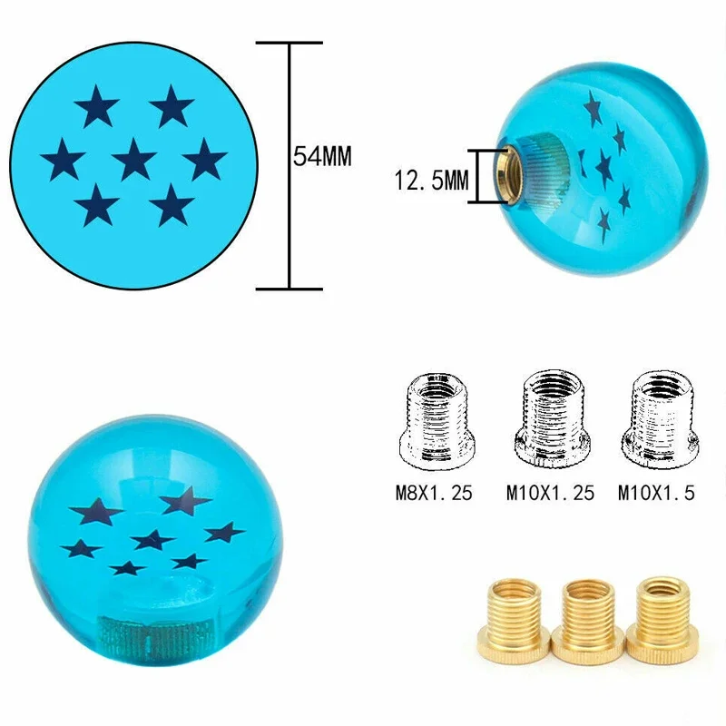 54mm Diameter Shift Knob 1-7 Stars Automotive Universal Gear Shift Modification High-definition Glass - Star Embedded Shift Ball