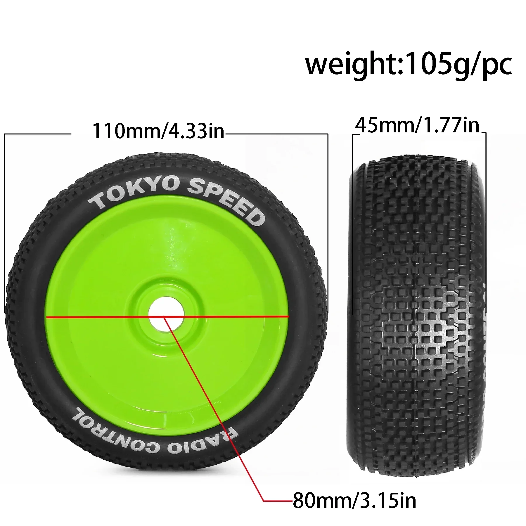 4pcs 110mm 1/8 RC Off-Road Buggy Wheels Tire 17mm Hex for ARRMA Typhon Talion Traxxas Redcat Team Losi Kyosho HPI HSP VRX RC Car
