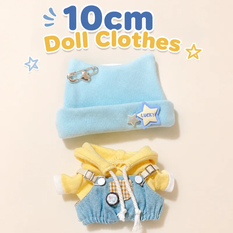 10cm Cotton Doll Clothes Star Sweatshirt Overalls Set Fresh Blue And Yellow Color Scheme Design No Attribute Clothing