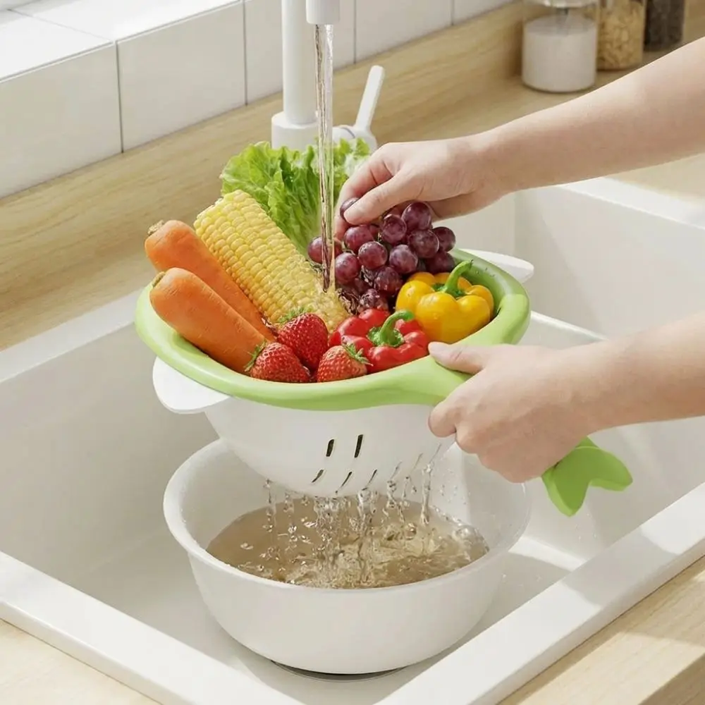 

Quick Draining Magnetic Sink Colander Anti Clogging Leak-proof Sink Strainer Basket Snap-and-Pour Slotted Kitchen Sink Drainer