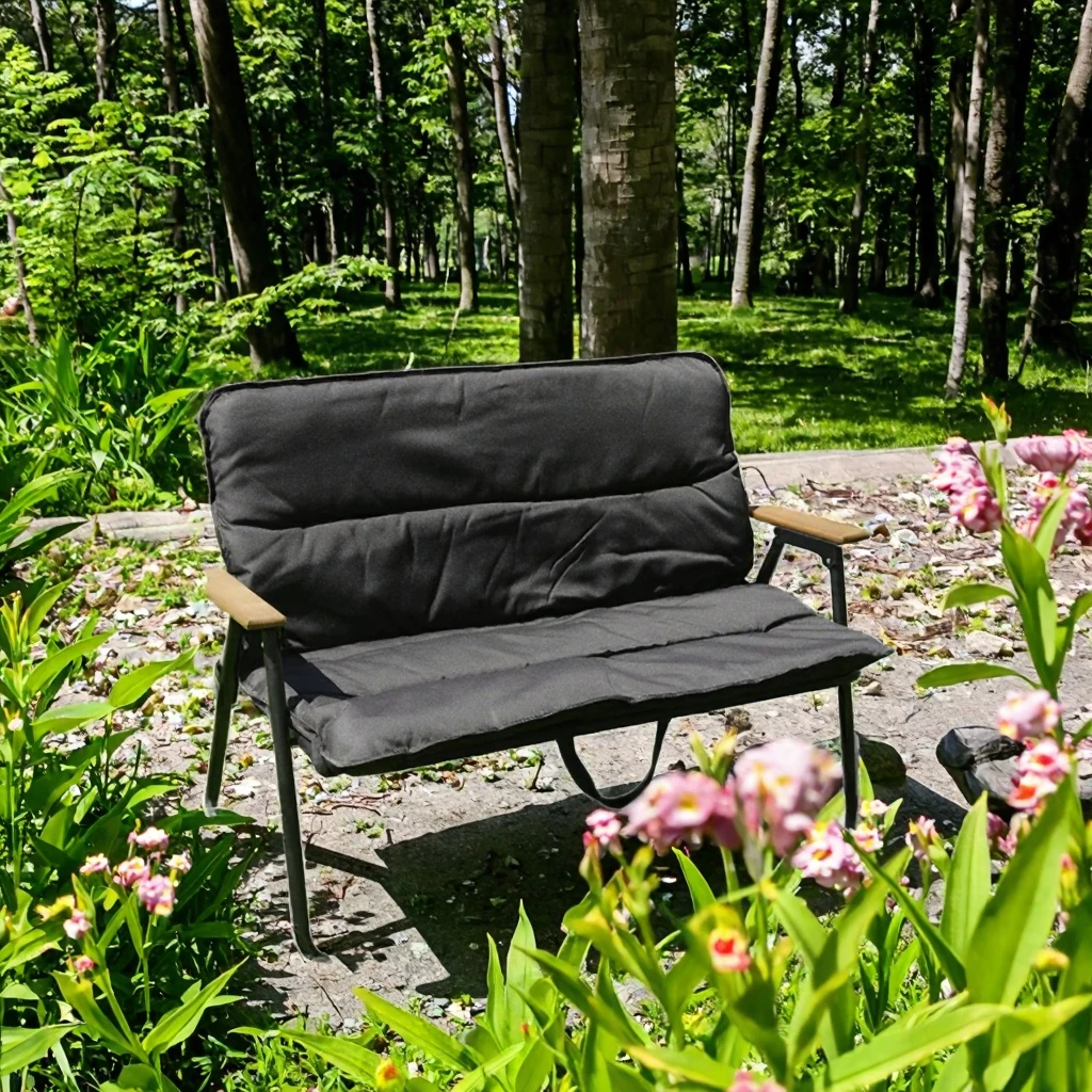 كرسي خارجي متين مبطن بالقطن 3 تروس قابل للتعديل مسند ظهر منخفض سميك مقعد مستلق قابل للطي أكسفورد مريح محمول #3