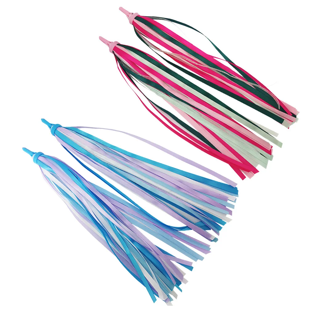 

4Pcs Handlebar Streamers for Bikes and Scooters Sparkly Glossy Ride-on Accessories Colorful Blue Pink
