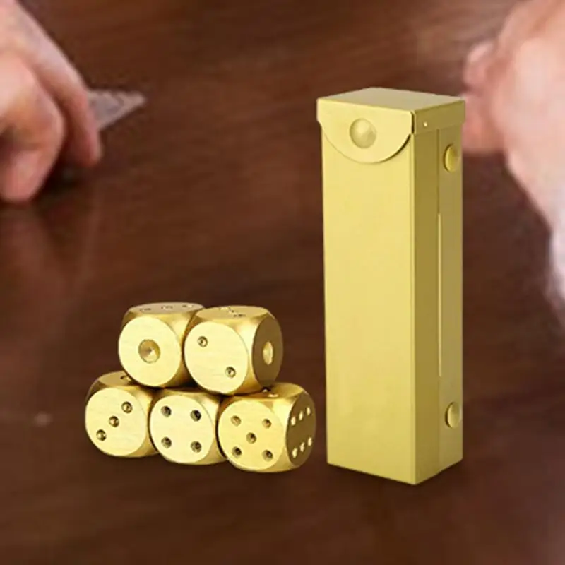 Jeu de dés de poker en alliage d'aluminium, robuste, en métal solide, exquis, portable, petit