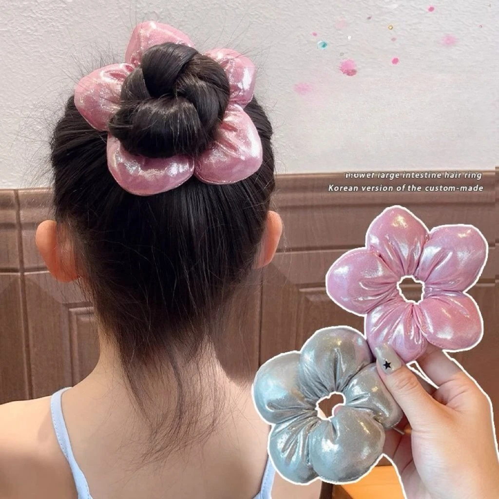 صانع كعكة الكرة Scrunchies التجعيد القطيفة الزهور No-Snag مطاطا للفتيات العلاقات الشعر طفل آمن Accs 3-8Yrs 1 قطعة #1