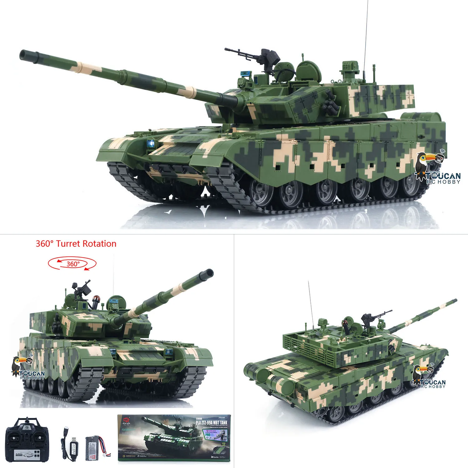 Heng Long 3899A 1/16 Carro armato da battaglia principale radiocomandato RC Modello militare Combattimento a infrarossi Fumatori Tracce metalliche Idler Ruote da strada