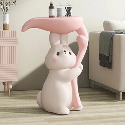 Nordic Modern Nightstands Small Space Cute Kawaii Rabbit Bedside Table Resin Comfortable Simple Narrow Muebles Bedroom Furniture