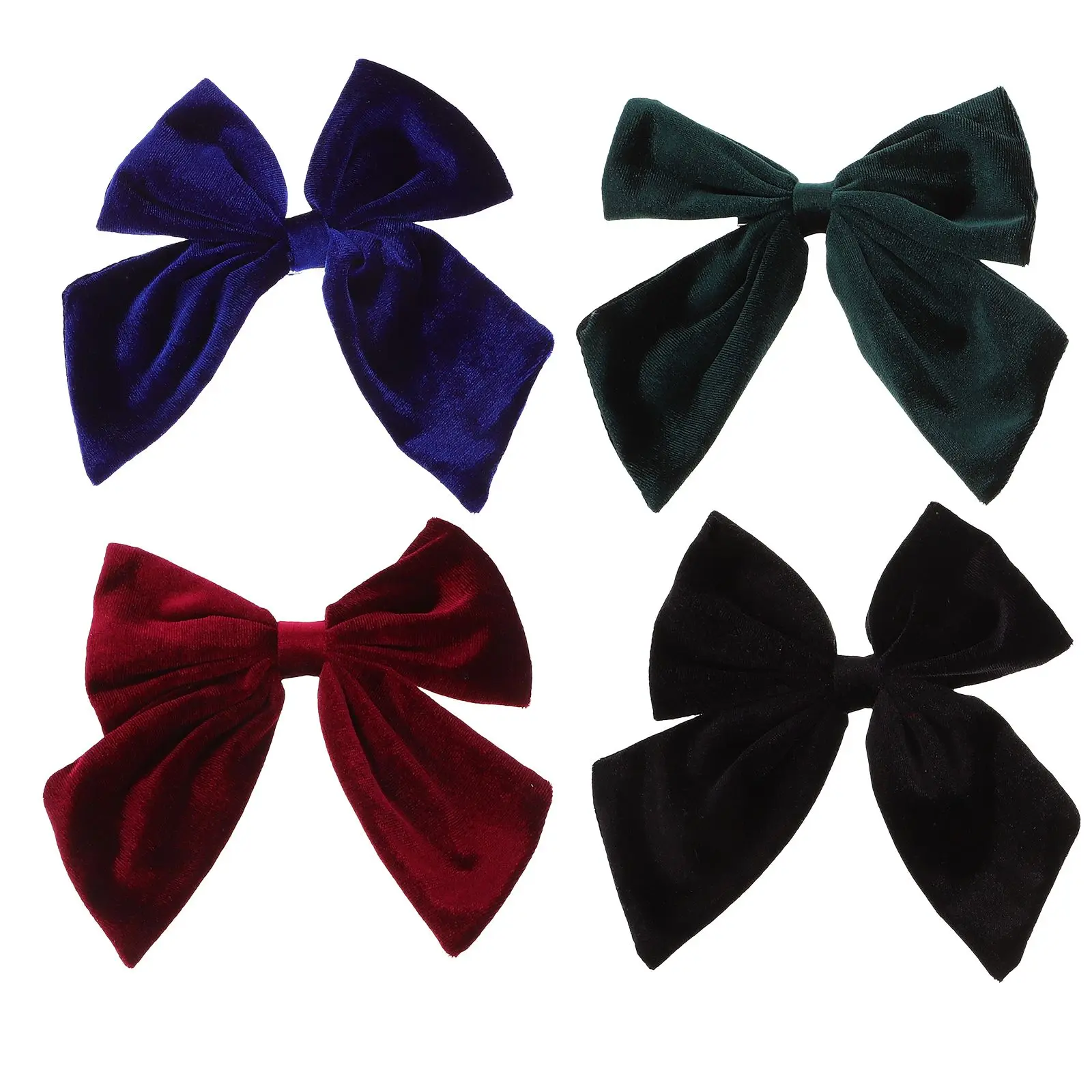 

4 Pcs Fleece Hair Accessories Girls Extra Large Bow Clips 6 Inch Black Navy Dark Hairpins Birthday Party