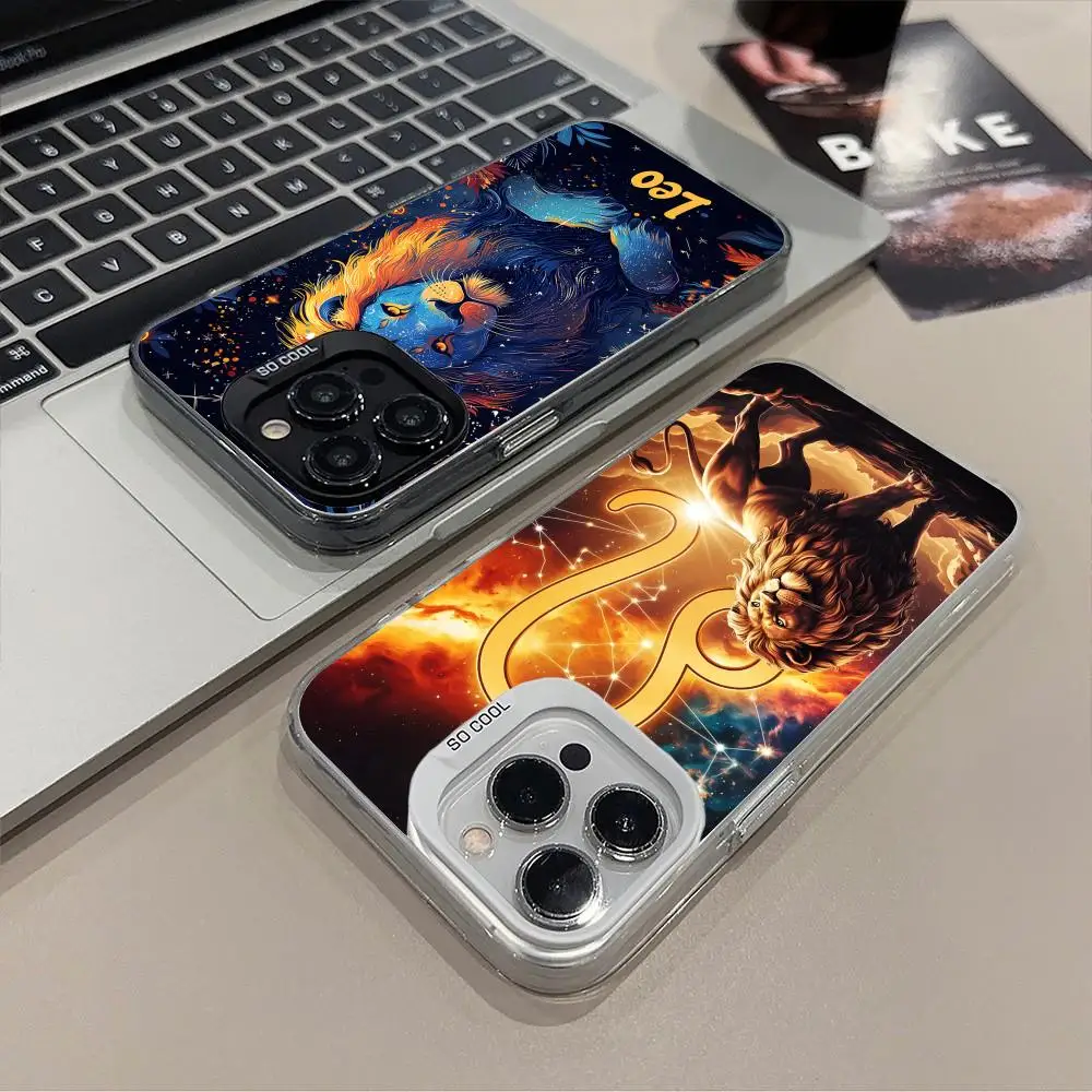

Чехол для мобильного телефона Zodiac Sign Leo для iPhone 17, 16, 15, 14, 13, 12, 11 X XR XS 8 7 Pro Max Plus, полупрозрачный цветной чехол, роскошный чехол