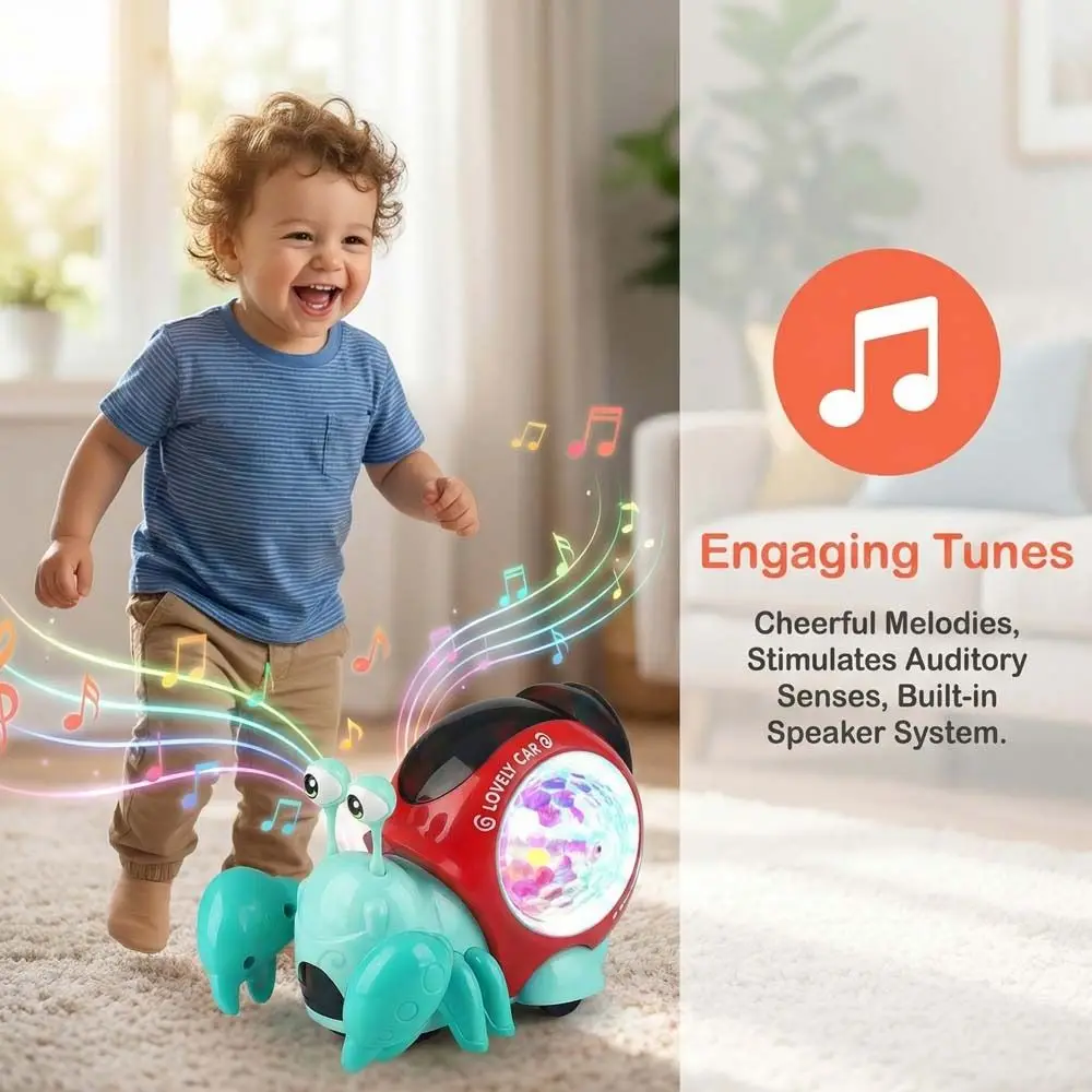 Plastic LED Light Crab Walking Toys Walking Tummy Time Toy Early Education Dancing Hermit Crab Toys Snail Movable Toy