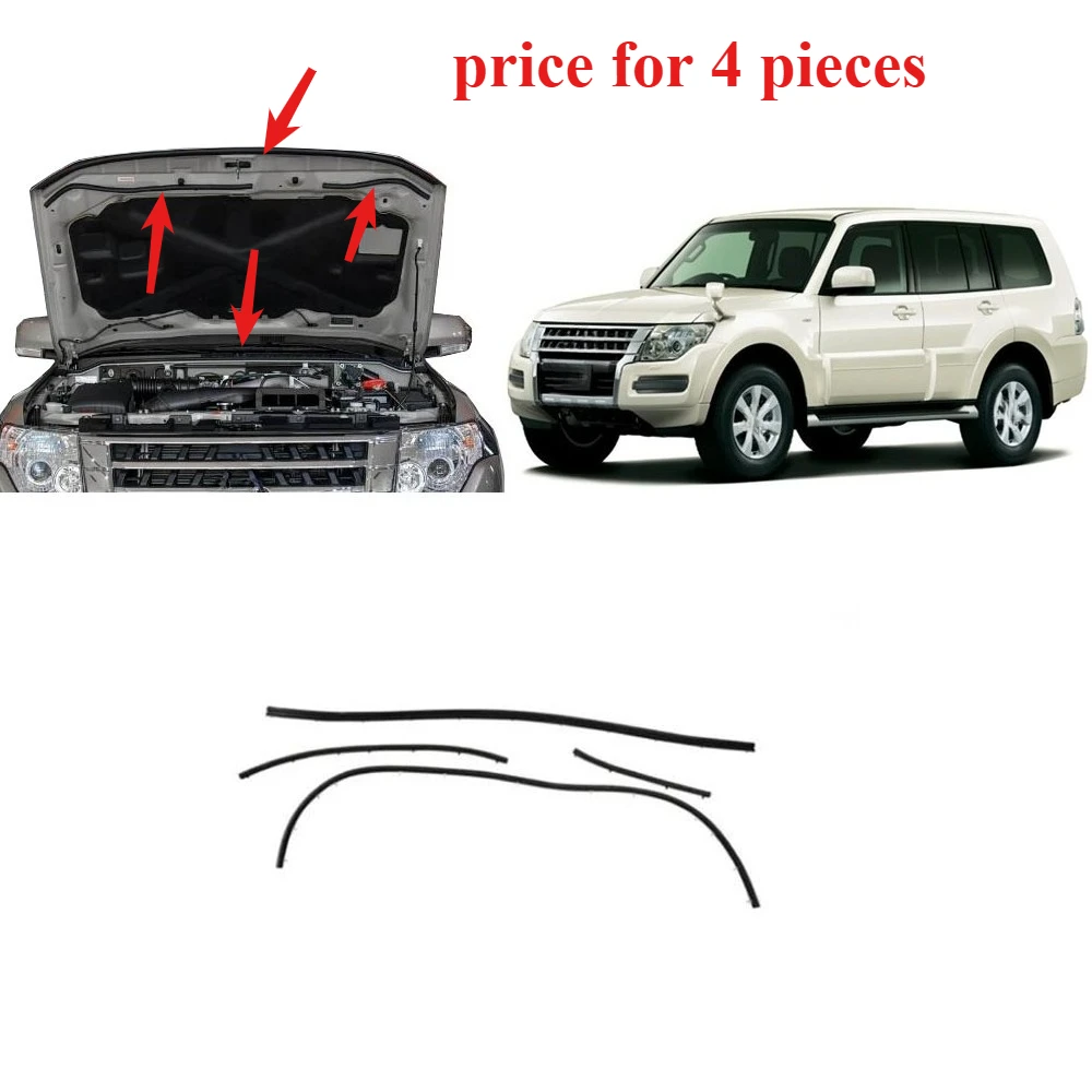 

4 Pieces Hood Rubber Seal for Pajero 4th 5902A016 V90 Bonnet Strip for Montero Weatherstrip Bumper Seal