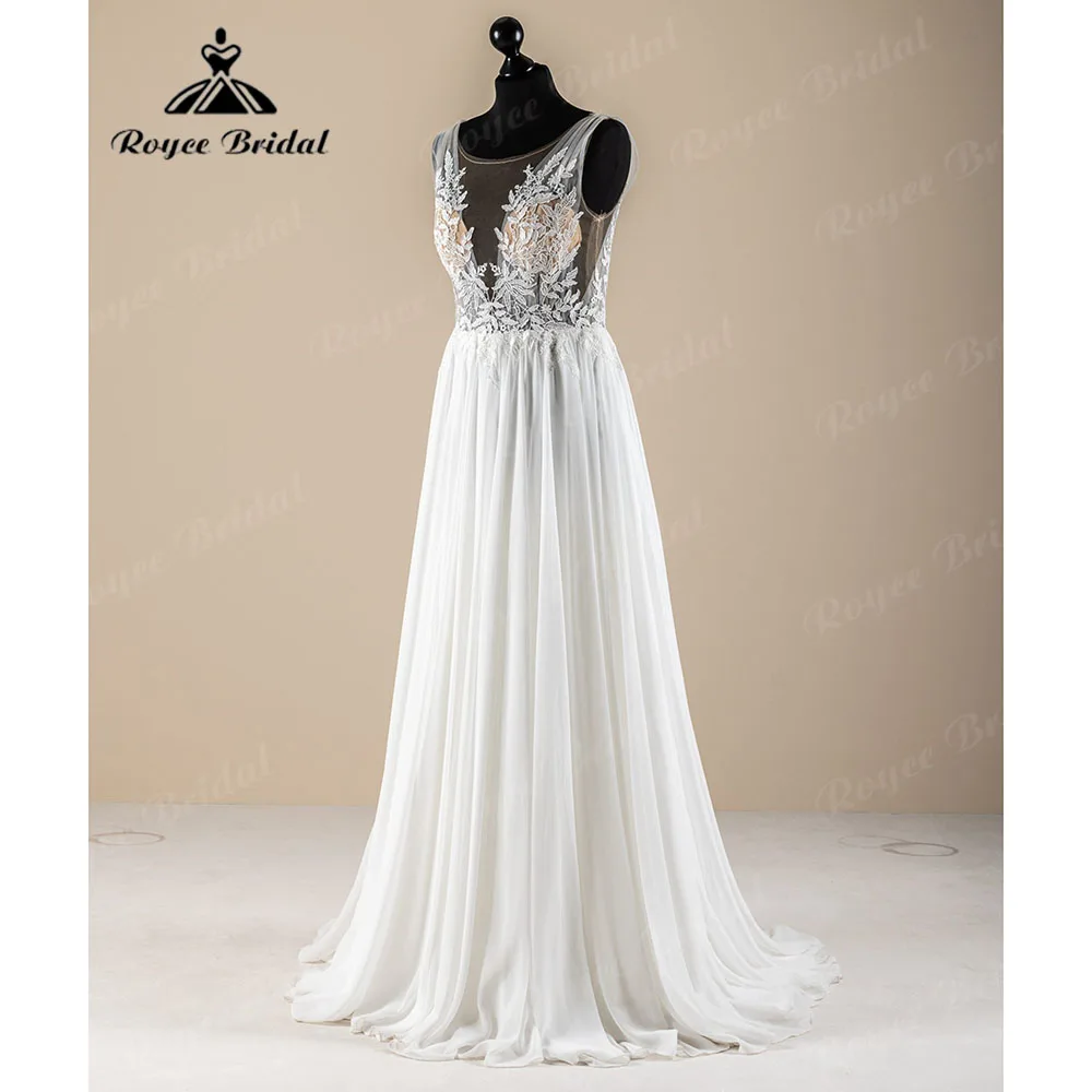 vestidos Vintage Lace Appliques A Line Beach Boho Chiffon Bridal Wedding Dress for Women 2023 Wedding Gowns vestidos de fiesta