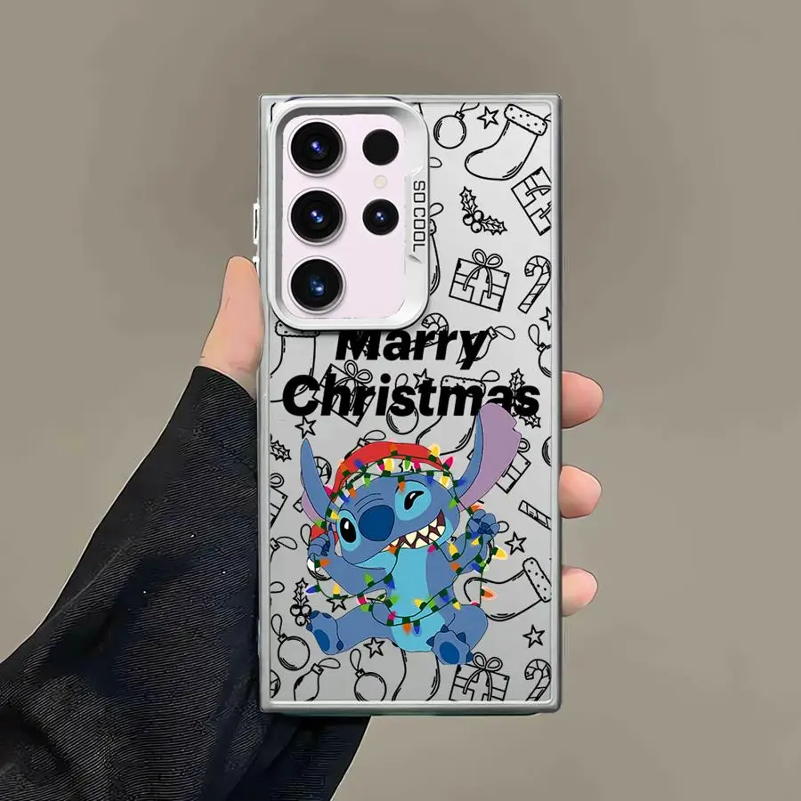 Soft Shell Case for Samsung Galaxy S25 S21 S23 S24Ultra S20 FE S22 Ultra Note 20 S25Plus S24 Stitch Christmas Cartoon