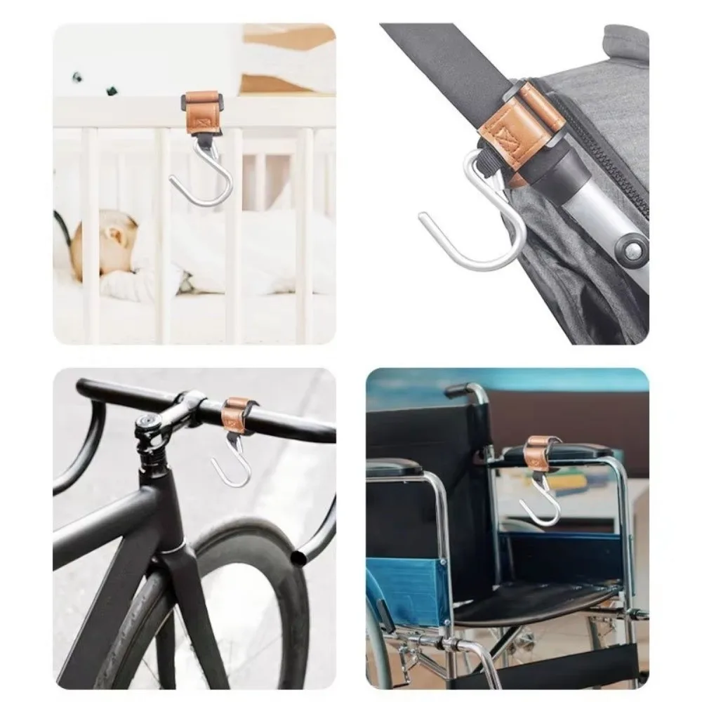 

Portable Alloy Stroller Hook Hanging Multifunctional Leather Hook S-shaped Hook For Diaper Bags