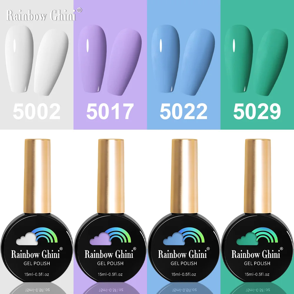 

Rainbow Ghini 15ml 4Pcs/Set Color SemiPermanent Gel Polish Black and White Series Nail Gel Nude Pink Nail Art DIY HEMA/TPO FREE