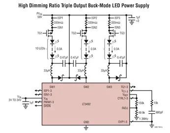 LT3492BEUFD LT3492BIUFD LT3492EUFD LT3492IUFD LT3492 - Triple Output LED Driver with 3000:1 PWM Dimming