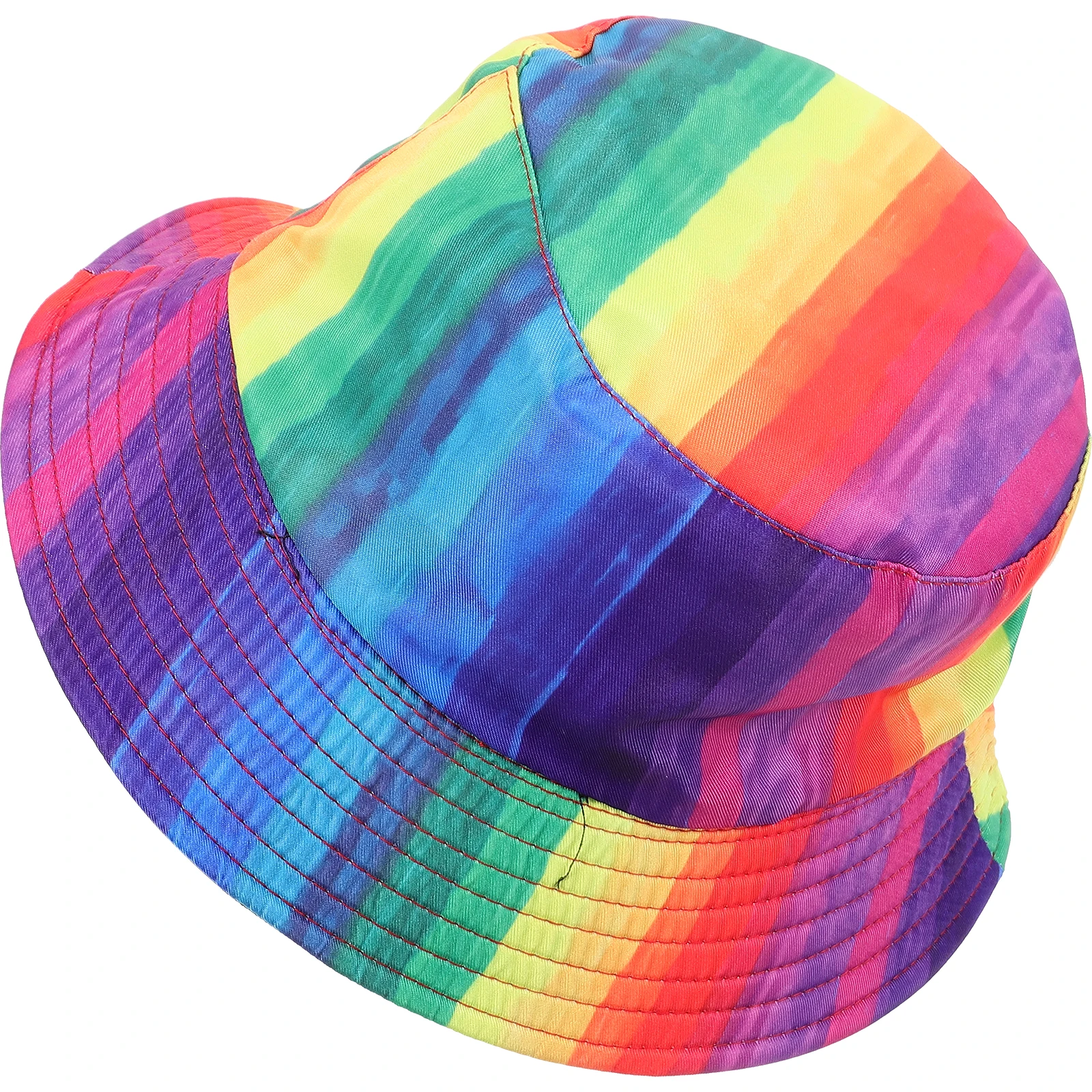 

Rainbow Colorblock Bucket Hat Pride Parade Costume Double Sided Comfortable Polyester Material Colorful Hats for Carnival