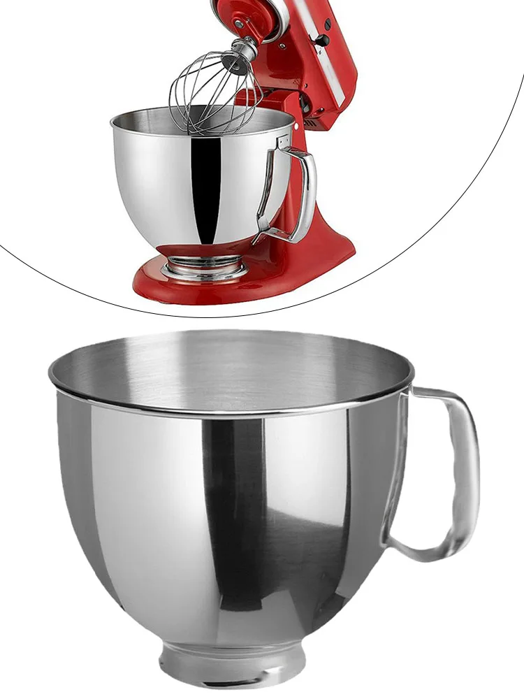 Premium Stainless Steel Mixing Bowl For Stand Mixers 4.5QT/5QT Title Head Stand Mixer For K45SS, KSM75 KSM150 KSM152