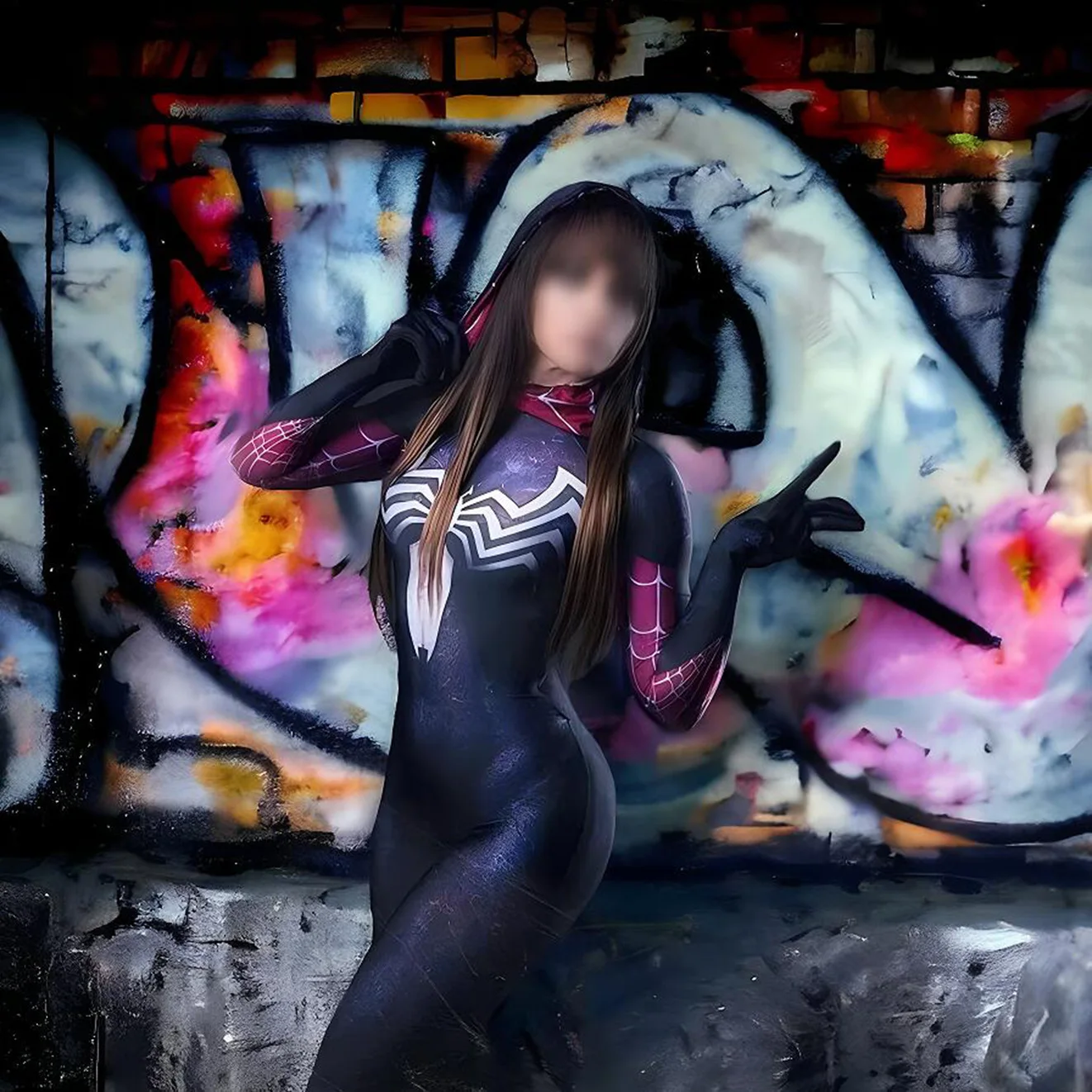 

Venom Spiderwoman Cosplay Purple Gwen Stacy Costume Superhero Gwen Stacy Zentai Bodysuit Cosplay Girl Spandex Halloween Costume