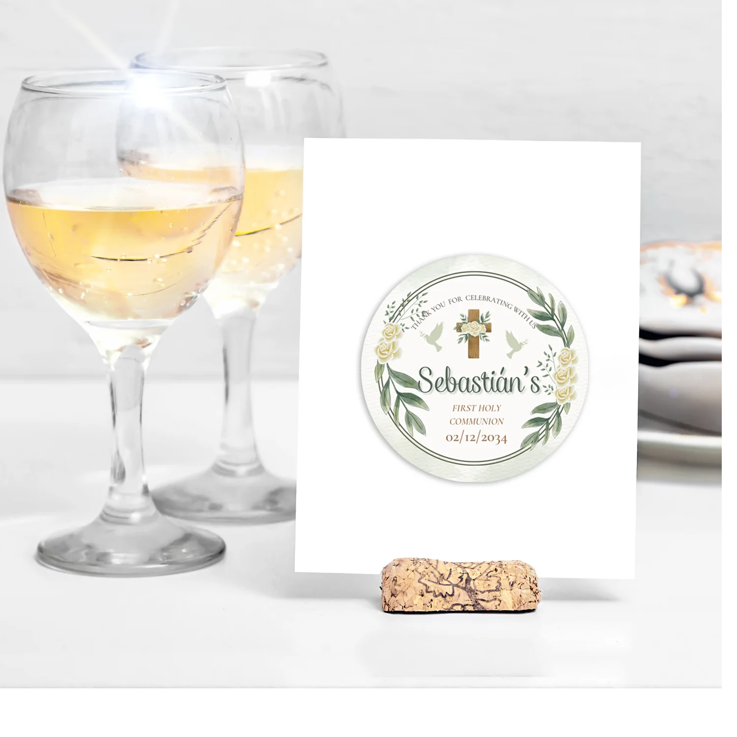 ملصقات لصالح المناولة المقدسة الأولى، صليب أخضر للمناولة المقدسة الأولى، شكرًا لك على ملصقات مخصصة للمعمودية