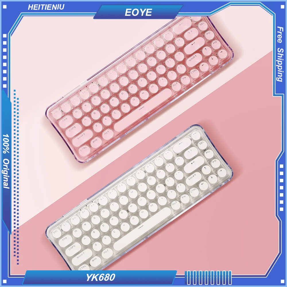 

HEITIENIU YK680 Mechanical Keyboard 65% Layout 3-Mode Bluetooth/2.4G/Type-c Wired Transparent Customized Hot Swap RGB Gaming 68