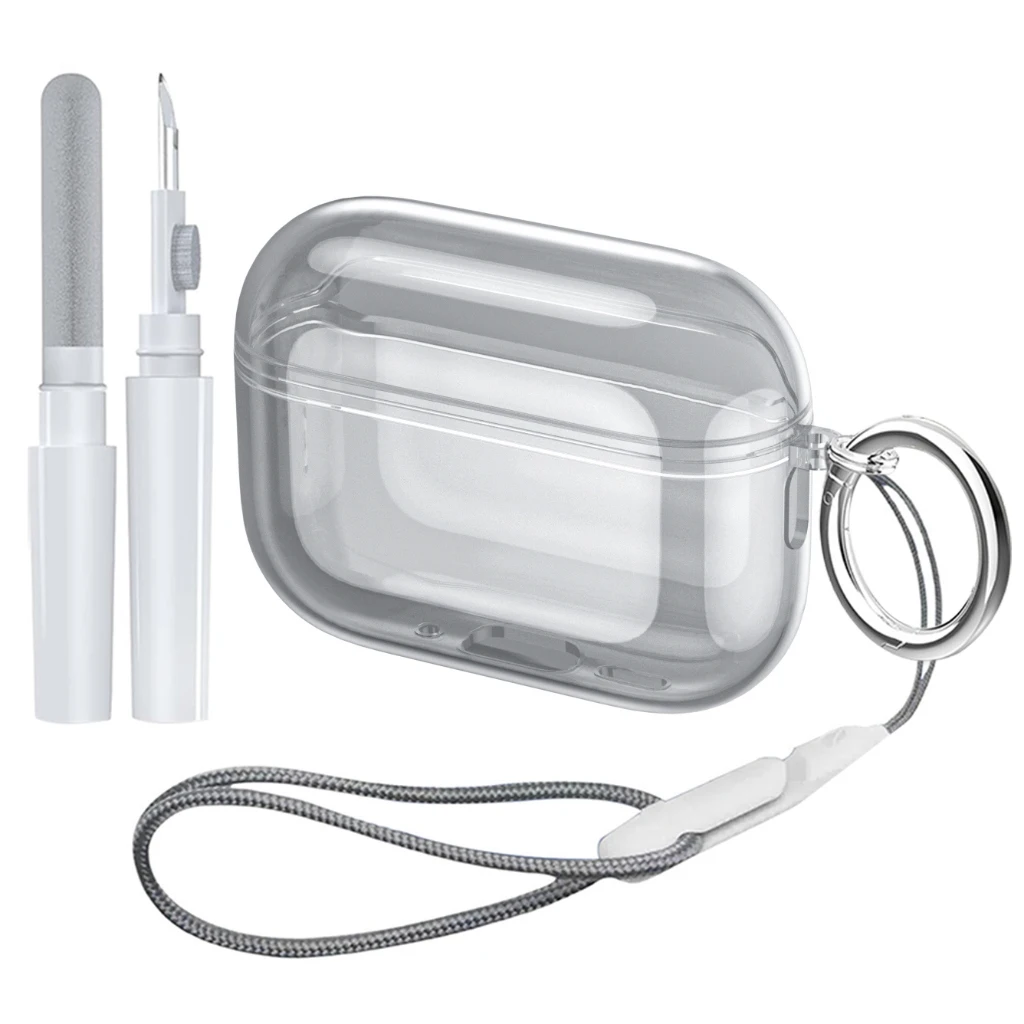 

For Airpods Pro4 Clear Case Cover Soft TPU Shockproof Protective Sleeve with Carabiner for Air Pods 4th Generation Charging Case