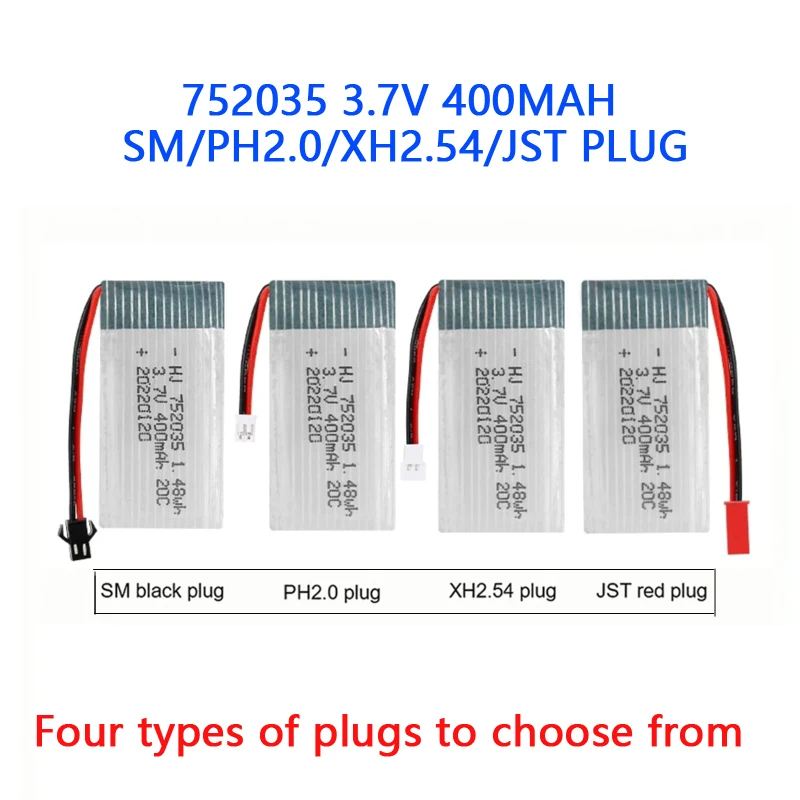 752035 400mAh بطارية 20C 3.7V بطاريات ليبو عالية المعدل ل Habersham X4 H107D H107 H31 كوادكوبتر نموذج طائرات الملحقات