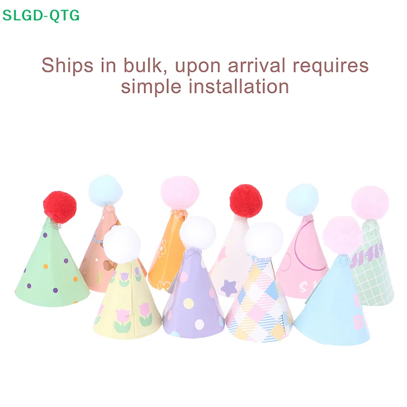 NEW 10Pcs DIY Mini Hat Baking Cake Topper Baking Insert 1:12 Dollhouse Miniature Hat Birthday Cap Hairball Hat Scene Decor Toy