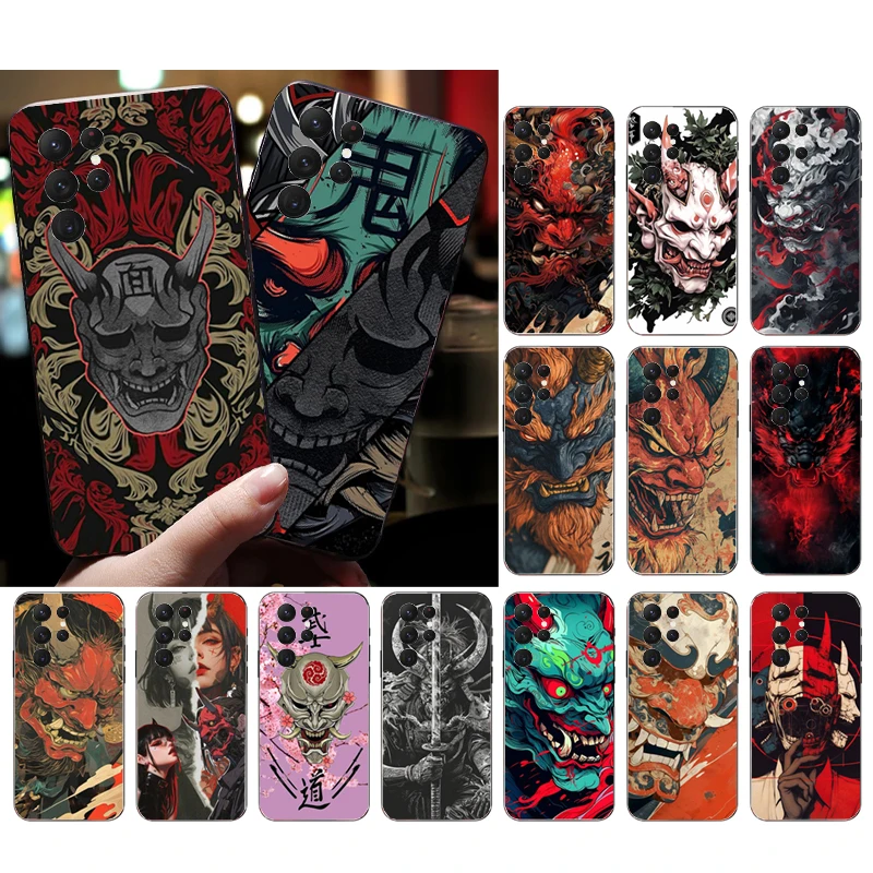 اليابانية أوني قناع الشيطان الفن قضية الهاتف لسامسونج A55 A16 A56 A36 A35 A15 A53 A54 A33 A34 A25 A05S A52 A52S A14 A24 A26 A71