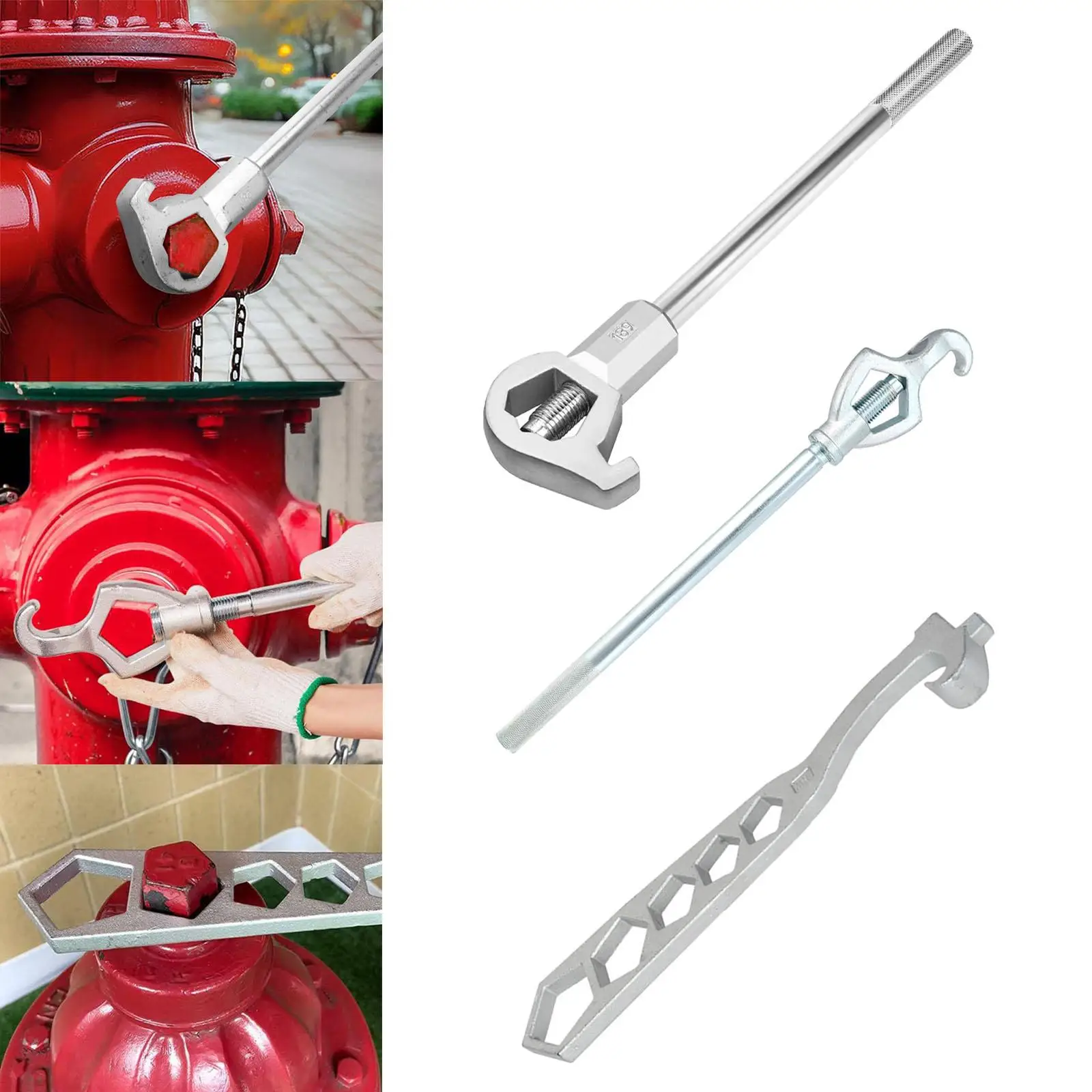 Portable Firefighting Hydrant Wrench High Strength Steel Spanner for Water Caps Nuts and Valves