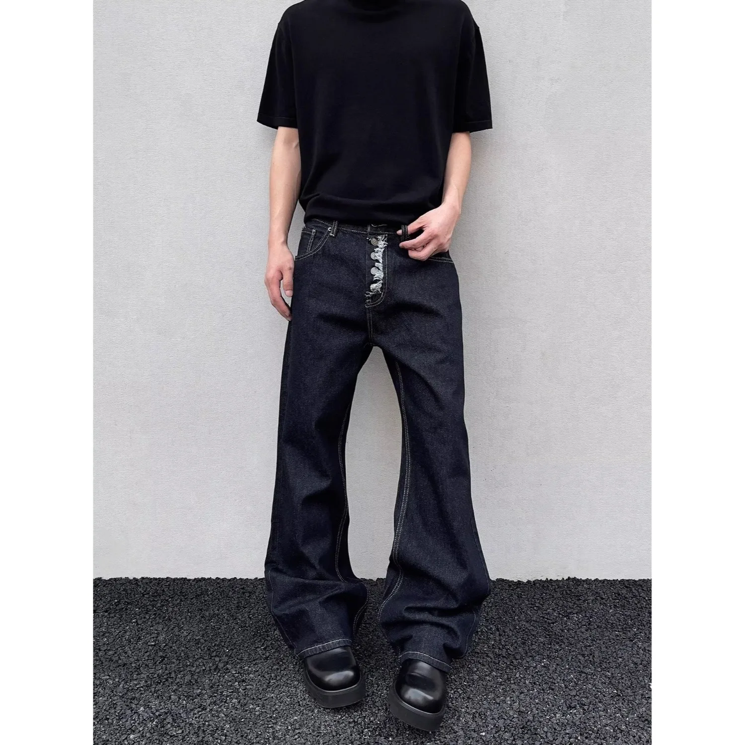 

Мужские узкие широкие джинсы в американском стиле ретро, простые и свободные прямые брюки, модные.