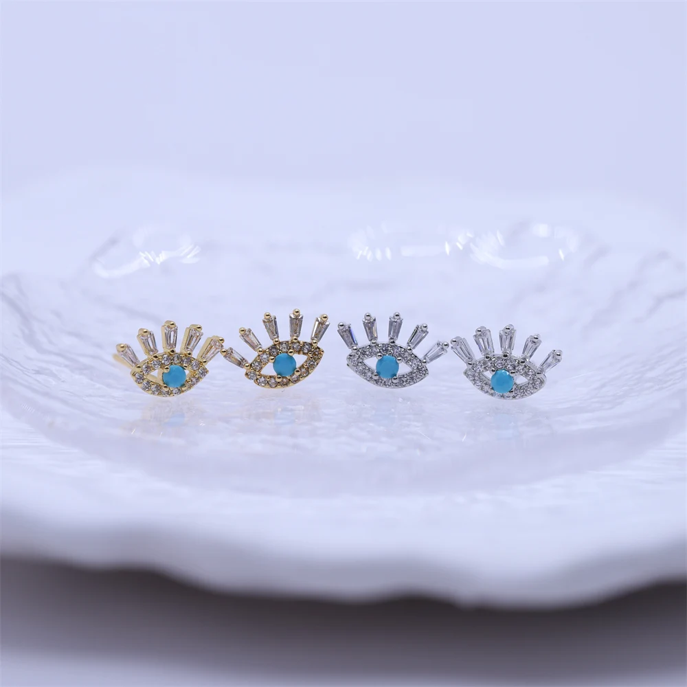 خمر عين الشر محظوظ صغير مكعب زركونيا الأزرق البوهيمي وأقراط للمرأة الإكسسوارات ثقب المجوهرات