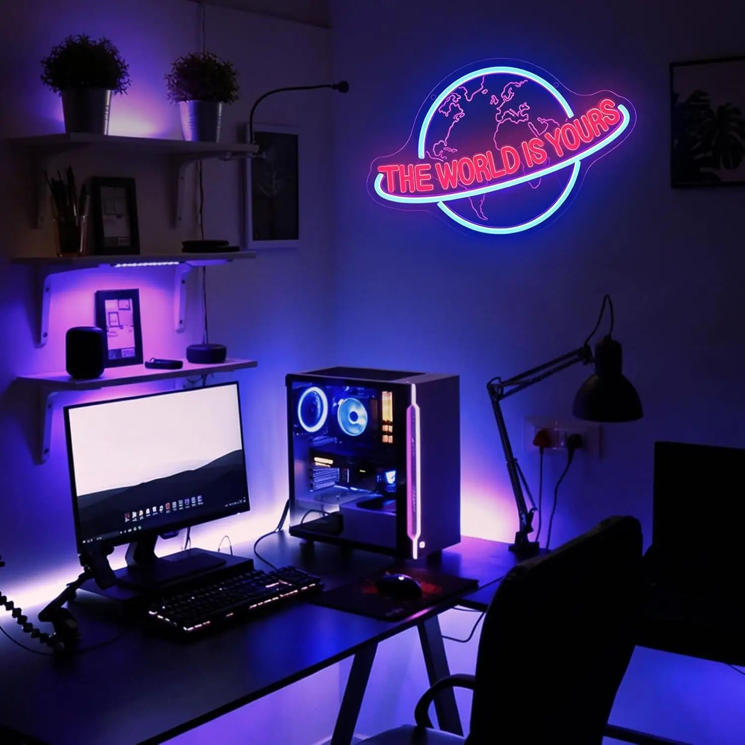 The World Is Yours LED Neon Sign USB Dimmable Acrylic Neon Light Bedroom Streaming Studio Wall Decor Entrepreneur Birthday  Gift