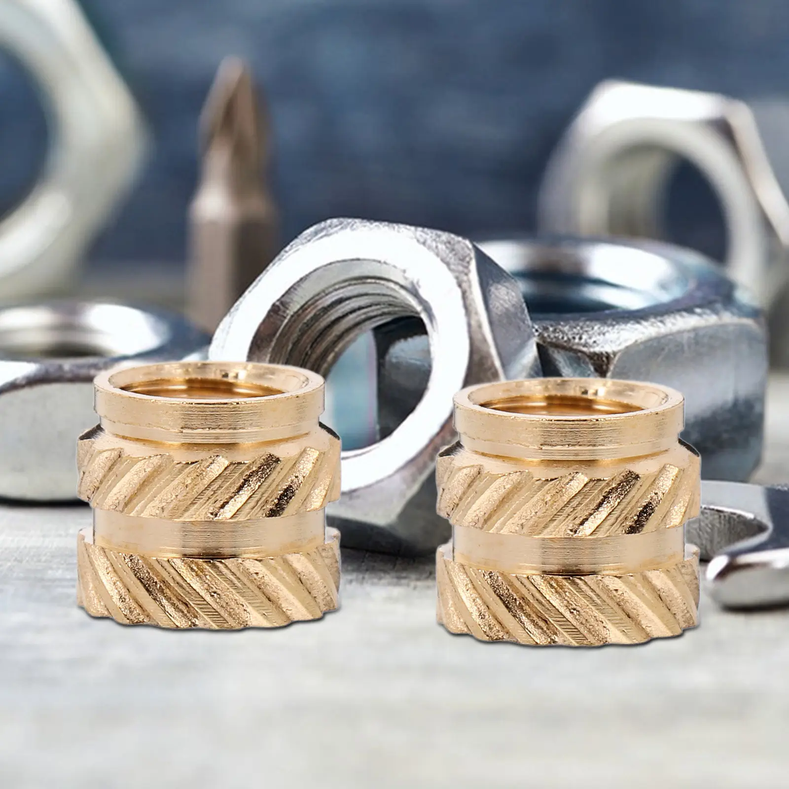 60Pcs Brass Copper Heat Set Thread Inserts M5 Double Helical Knurled Nuts for 3D Printing Woodwork Metal Secure Connection
