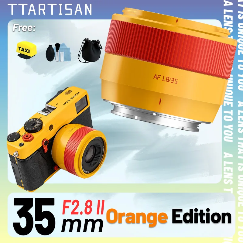 TTArtisan 35mm F1.8 II APS-C オレンジ AF オートフォーカスレンズ ソニーE フジXマウント ミラーレスカメラ A6600 A6400 A7C XT50 XE5 XM5 XS用