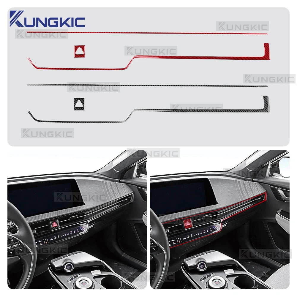 

Для KIA EV6 GT EV 2022 2023 2024 2025 LHD RHD Настоящая мягкая карбоновая наклейка Автомобильная пассажирская воздуховыпускная полоса Внутренняя отделка Волокно