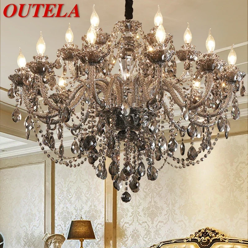 

OUTELA Luxurious Style Crystal Pendant Lamp European Candle Lamp Art Living Room Restaurant Bedroom Villa Chandelier